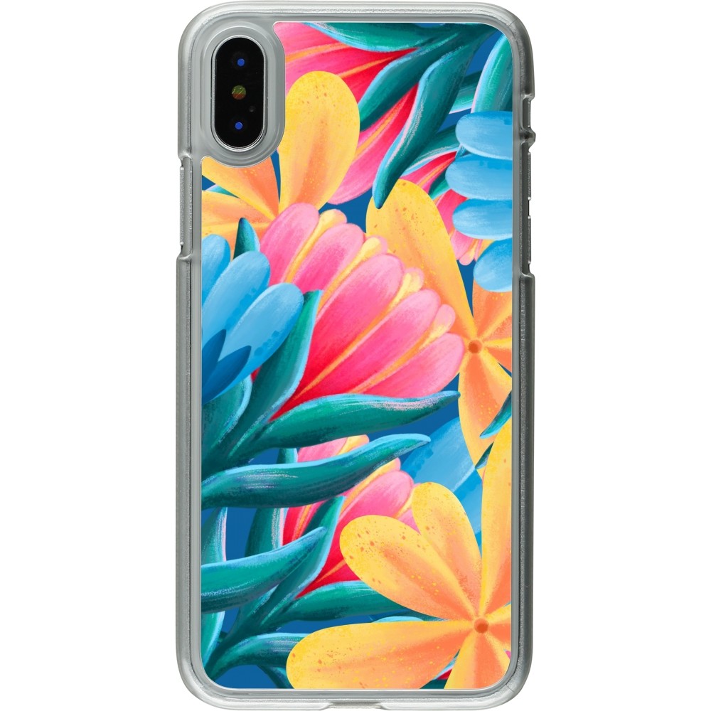 Coque iPhone X / Xs - Plastique transparent Spring 23 colorful flowers