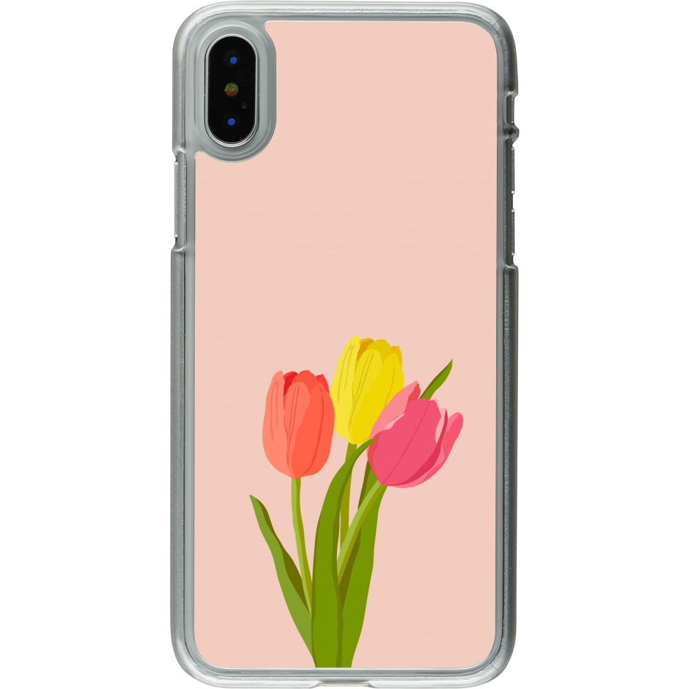 Coque iPhone X / Xs - Plastique transparent Spring 23 tulip trio