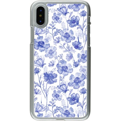 Coque iPhone X / Xs - Plastique transparent Spring 23 watercolor blue flowers