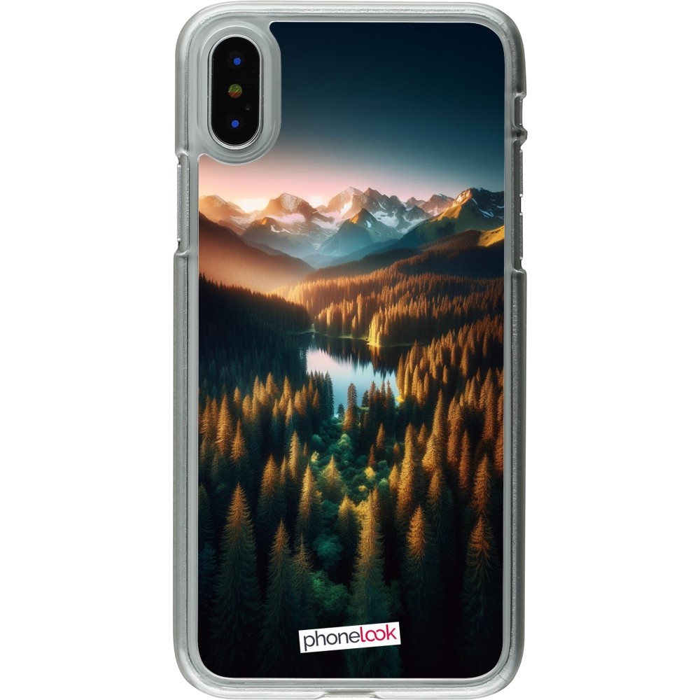 Coque iPhone X / Xs - Plastique transparent Sunset Forest Lake