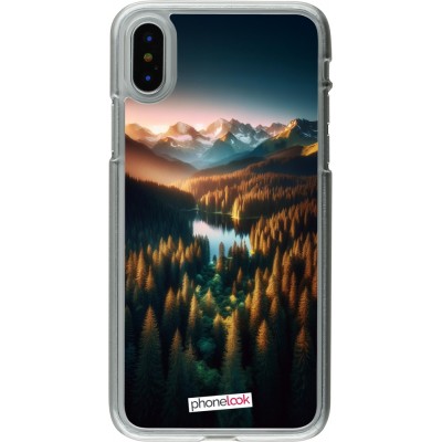 Coque iPhone X / Xs - Plastique transparent Sunset Forest Lake