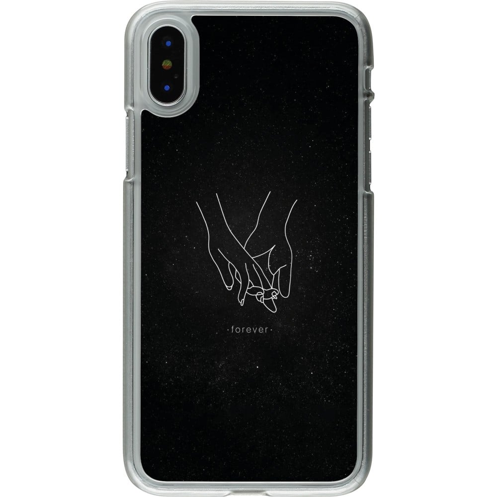 Coque iPhone X / Xs - Plastique transparent Valentine 2023 hands forever