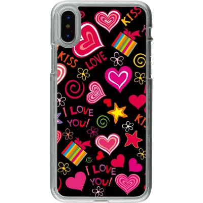 Coque iPhone X / Xs - Plastique transparent Valentine 2023 love symbols