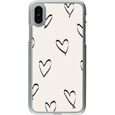 Coque iPhone X / Xs - Plastique transparent Valentine 2023 minimalist hearts