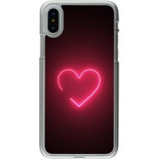 Coque iPhone X / Xs - Plastique transparent Valentine 2023 single neon heart