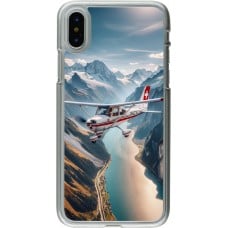 Coque iPhone X / Xs - Plastique transparent Vol Alpin Suisse