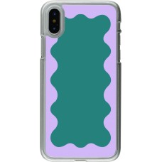 Coque iPhone X / Xs - Plastique transparent Wavy Rectangle Green Purple