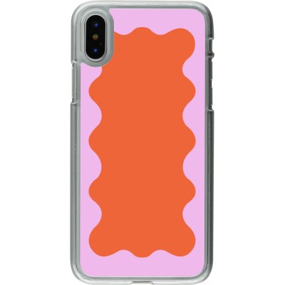 Coque iPhone X / Xs - Plastique transparent Wavy Rectangle Orange Pink