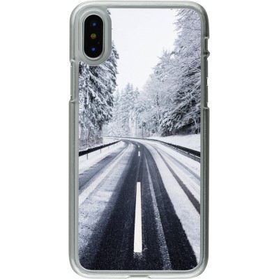 Coque iPhone X / Xs - Plastique transparent Winter 22 Snowy Road