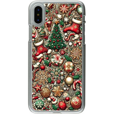 Coque iPhone X / Xs - Plastique transparent Noël 2023 micro pattern