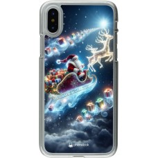 Coque iPhone X / Xs - Plastique transparent Noël 2023 Père Noël enchanté