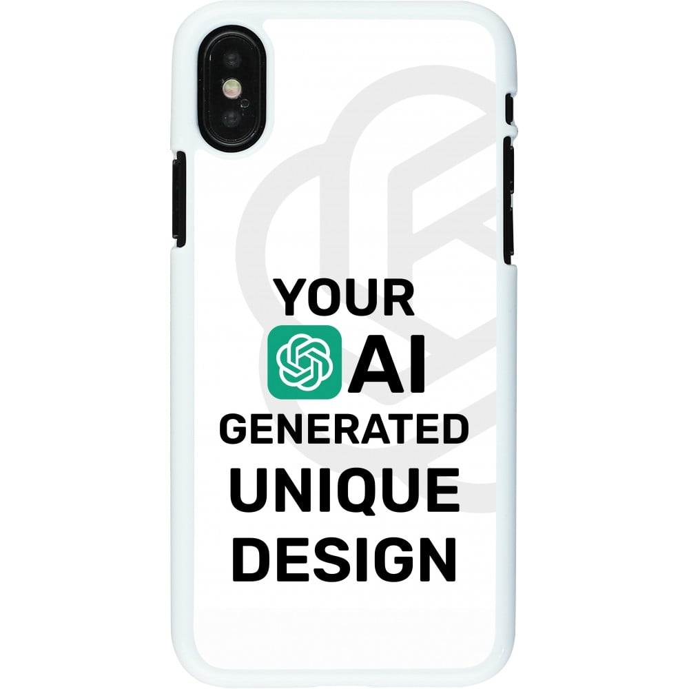 Coque iPhone X / Xs - Plastique blanc 100% unique générée par intelligence artificielle (AI) avec vos idées