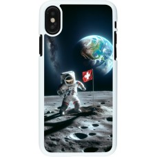 Coque iPhone X / Xs - Plastique blanc Astro Suisse sur lune