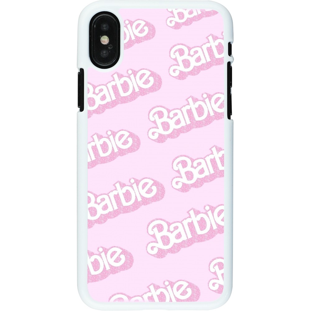 Coque iPhone X / Xs - Plastique blanc Barbie light pink pattern