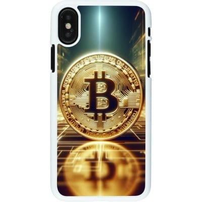 Coque iPhone X / Xs - Plastique blanc Bitcoin Standing