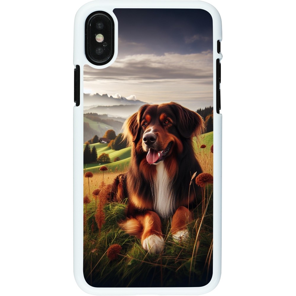 Coque iPhone X / Xs - Plastique blanc Chien Campagne Suisse