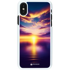 Coque iPhone X / Xs - Plastique blanc Coucher soleil jaune violet