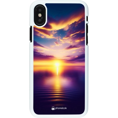 Coque iPhone X / Xs - Plastique blanc Coucher soleil jaune violet