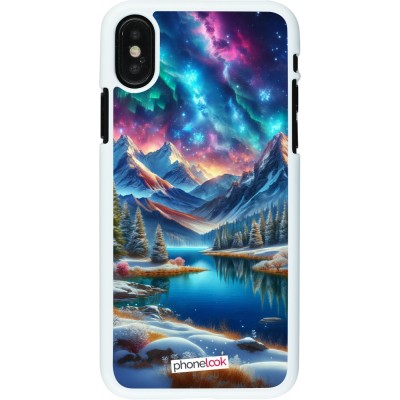 Coque iPhone X / Xs - Plastique blanc Fantasy Mountain Lake Sky Stars