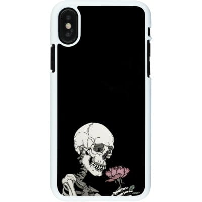 Coque iPhone X / Xs - Plastique blanc Halloween 2023 rose and skeleton