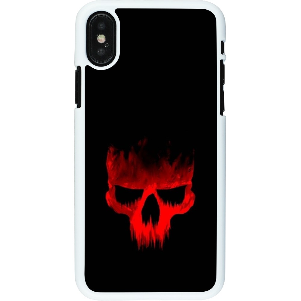 Coque iPhone X / Xs - Plastique blanc Halloween 2023 scary skull