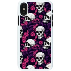 Coque iPhone X / Xs - Plastique blanc Halloween 2024 romantic skulls