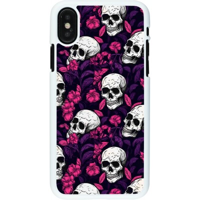 Coque iPhone X / Xs - Plastique blanc Halloween 2024 romantic skulls