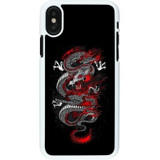 Coque iPhone X / Xs - Plastique blanc Japanese style Dragon Tattoo Red Black