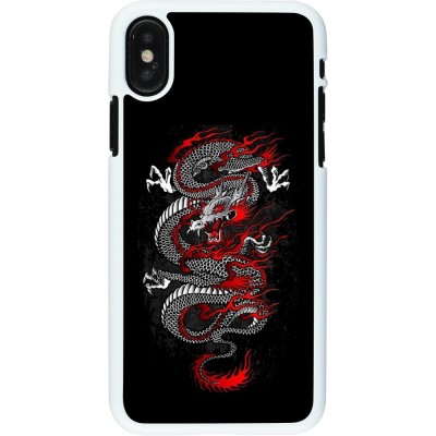 Coque iPhone X / Xs - Plastique blanc Japanese style Dragon Tattoo Red Black