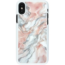 Coque iPhone X / Xs - Plastique blanc Marbre Rose Lumineux