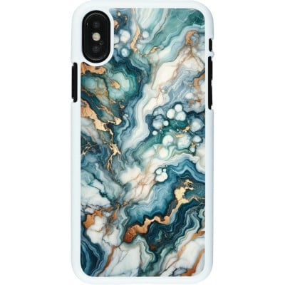 Coque iPhone X / Xs - Plastique blanc Marbre Vert Bleu Doré