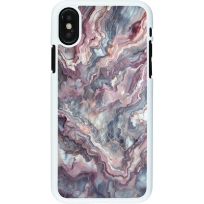 Coque iPhone X / Xs - Plastique blanc Marbre violette argentée