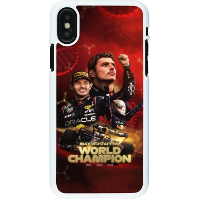 Coque iPhone X / Xs - Plastique blanc Max Verstappen Champion 2023