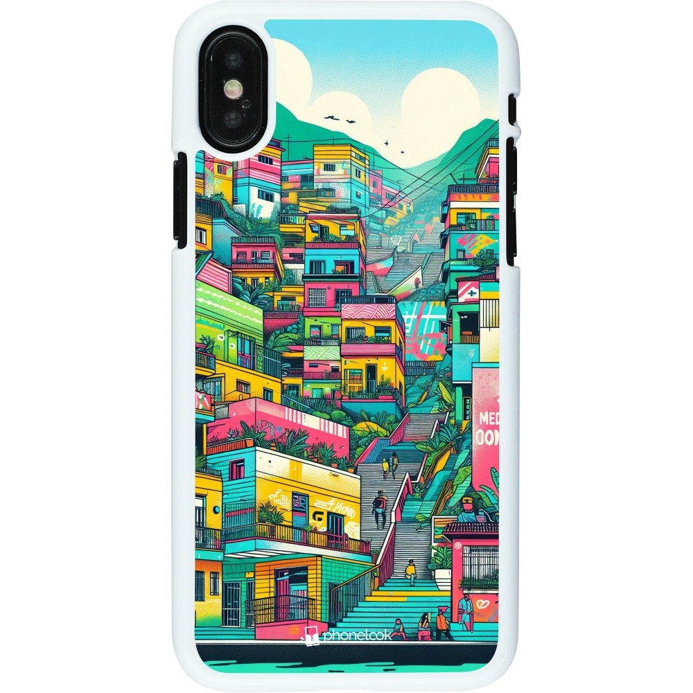 Coque iPhone X / Xs - Plastique blanc Medellin Comuna 13 Art