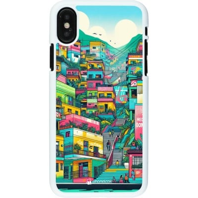 Coque iPhone X / Xs - Plastique blanc Medellin Comuna 13 Art