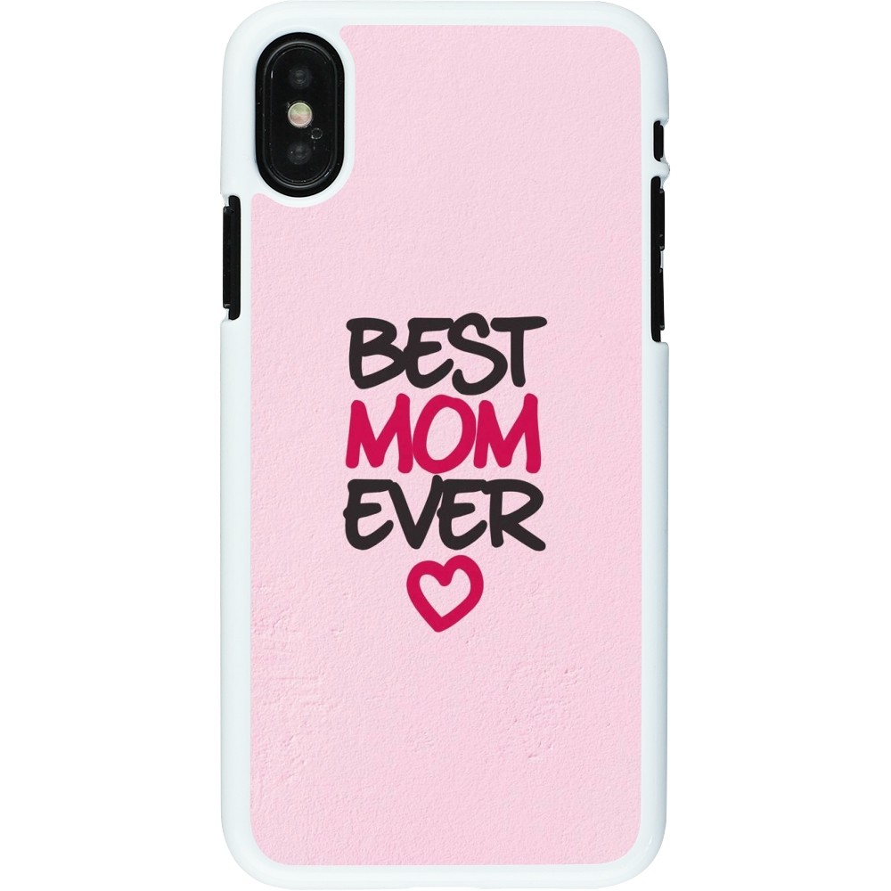 Coque iPhone X / Xs - Plastique blanc Mom 2023 best Mom ever pink