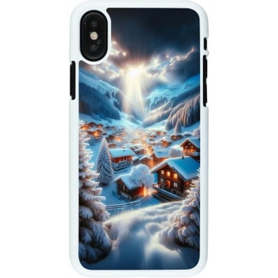 Coque iPhone X / Xs - Plastique blanc Mont Neige Lumière