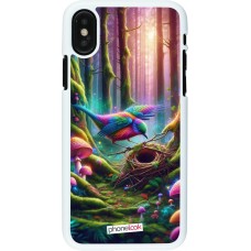 Coque iPhone X / Xs - Plastique blanc Oiseau Nid Forêt