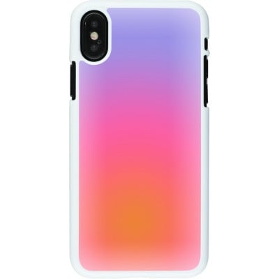 Coque iPhone X / Xs - Plastique blanc Orange Pink Blue Gradient