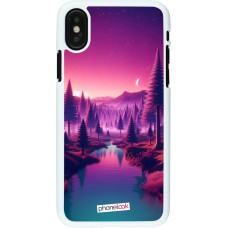 Coque iPhone X / Xs - Plastique blanc Paysage Violet-Rose