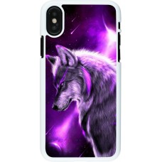 Coque iPhone X / Xs - Plastique blanc Purple Sky Wolf