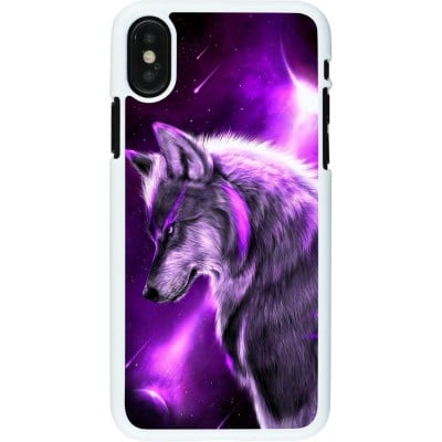 Coque iPhone X / Xs - Plastique blanc Purple Sky Wolf