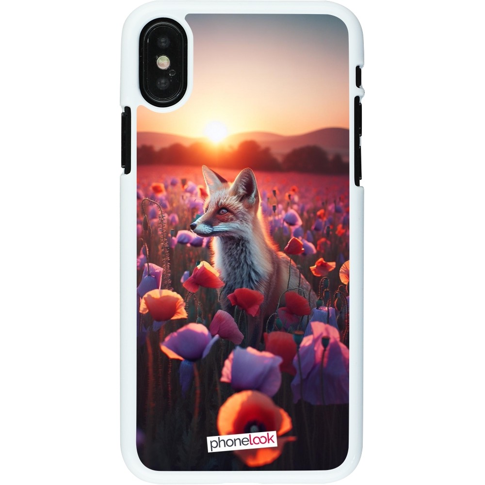 Coque iPhone X / Xs - Plastique blanc Renard pourpre au crépuscule