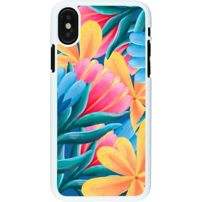 Coque iPhone X / Xs - Plastique blanc Spring 23 colorful flowers