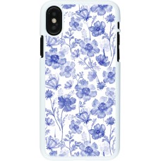 Coque iPhone X / Xs - Plastique blanc Spring 23 watercolor blue flowers