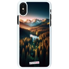 Coque iPhone X / Xs - Plastique blanc Sunset Forest Lake