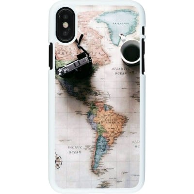 Coque iPhone X / Xs - Plastique blanc Travel 01