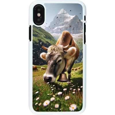 Coque iPhone X / Xs - Plastique blanc Vache montagne Valais