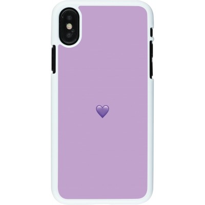 Coque iPhone X / Xs - Plastique blanc Valentine 2023 purpule single heart