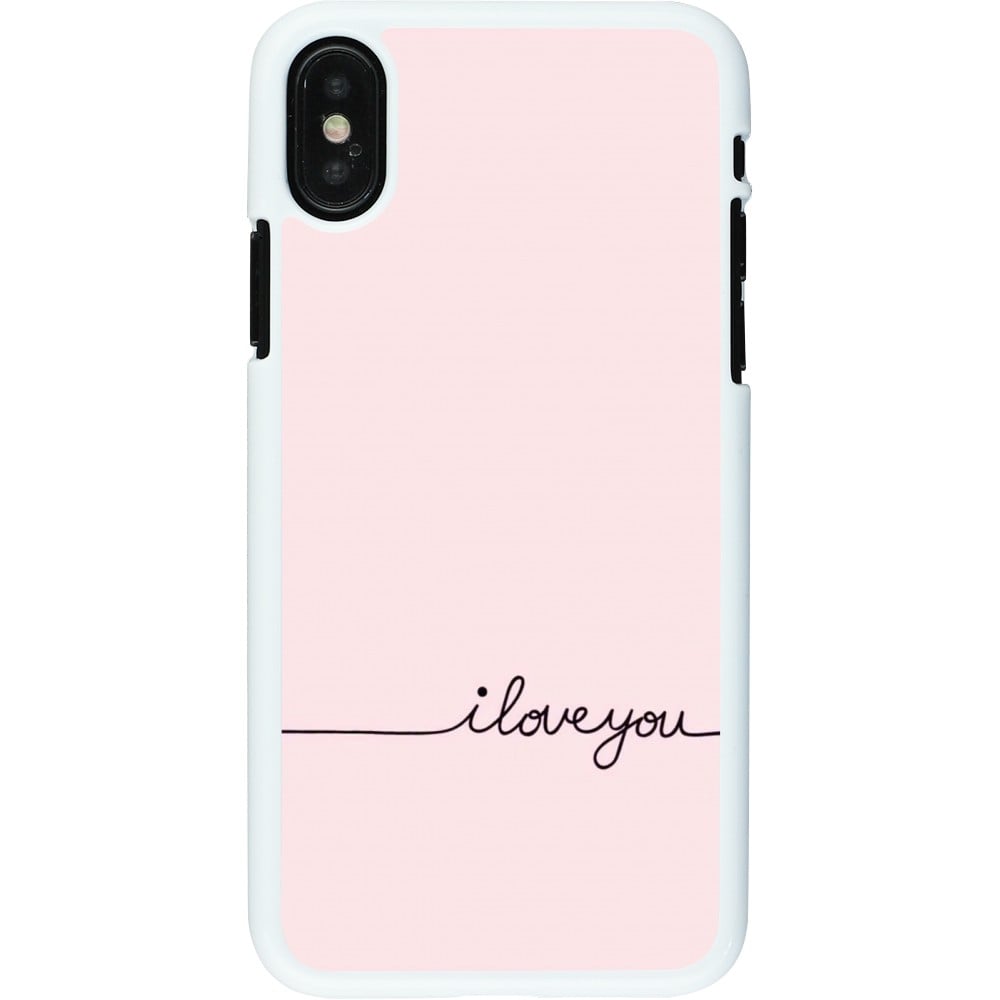 Coque iPhone X / Xs - Plastique blanc Valentine 2023 i love you writing